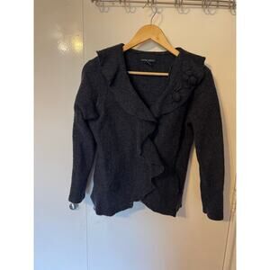 Cynthia Rowley Ruffled Wool Cardigan Large